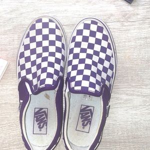 White and Purple Checkered Vans
